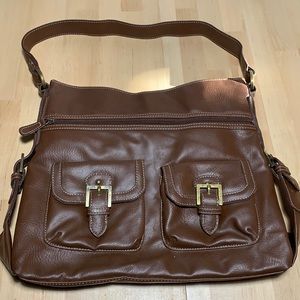 Brown Shoulder Bag With Multiple Pockets